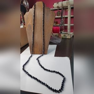 Deep blue crystal hand knotted necklace no closure. 56" can wear it double